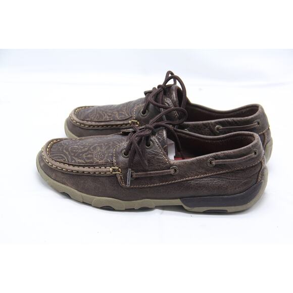 Twisted X Shoes Women's Size 7M Brown Embossed Floral Driving Moc Toe WDM0070 - Picture 3 of 7